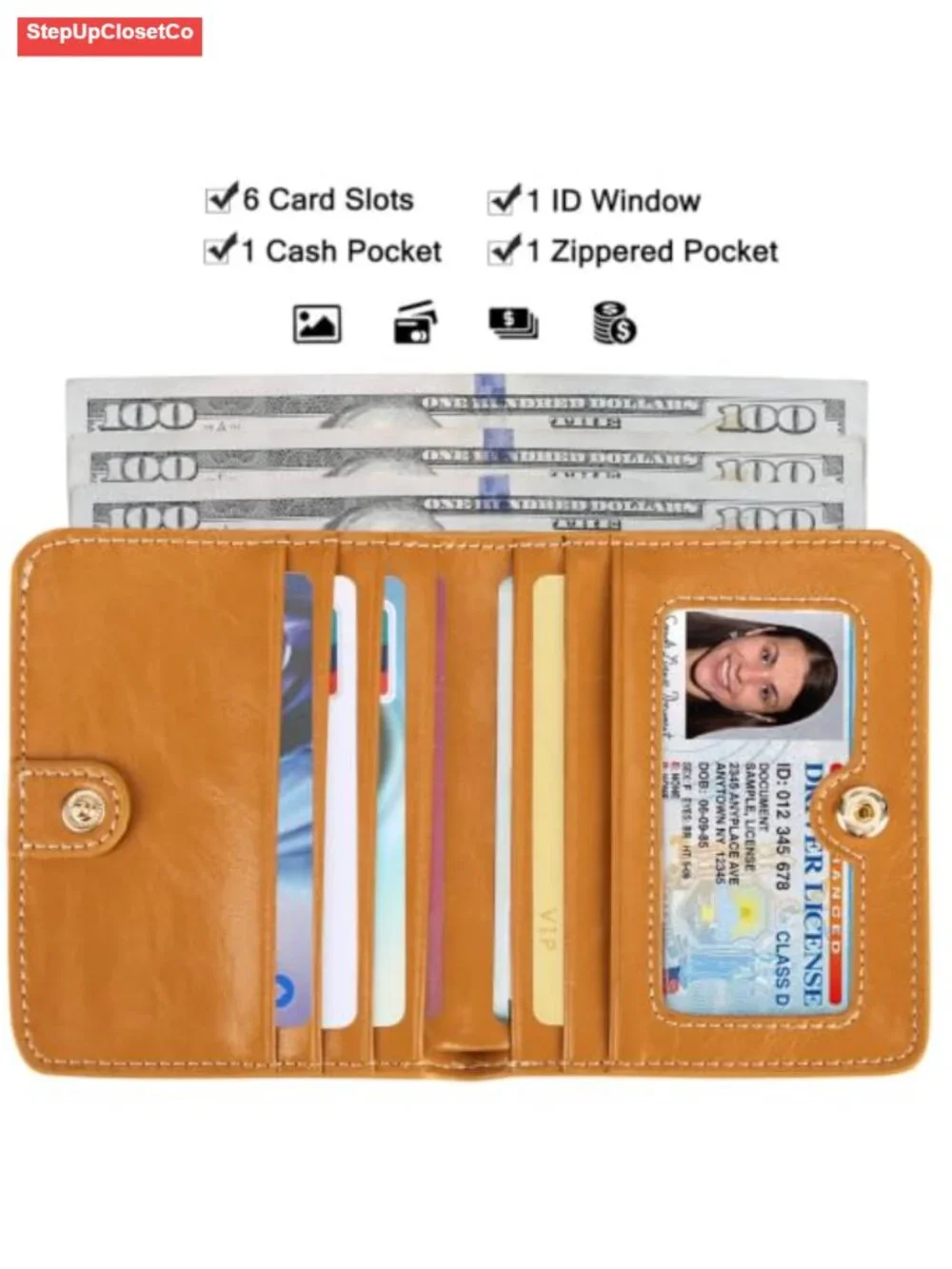 RFID Blocking Small Bifold Leather Wallet with ID Window